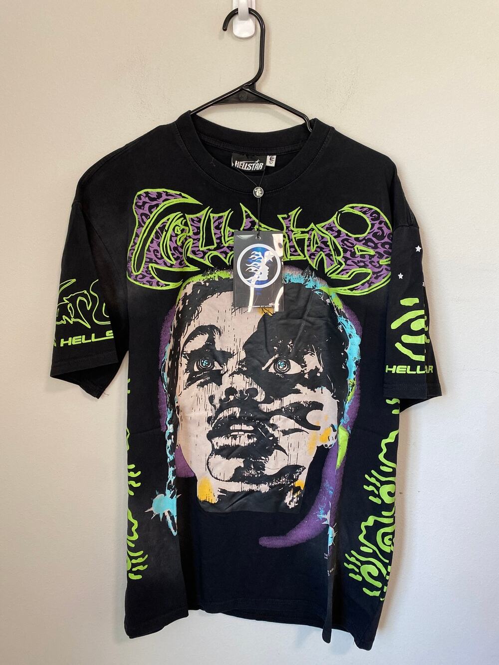 Hellstar Amen This Is Our War Cry Graphic T-Shirt Black Size Large